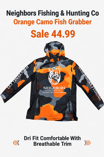 Orange Camo Fish Grabber Shirt – Great Outdoors Style & Comfort